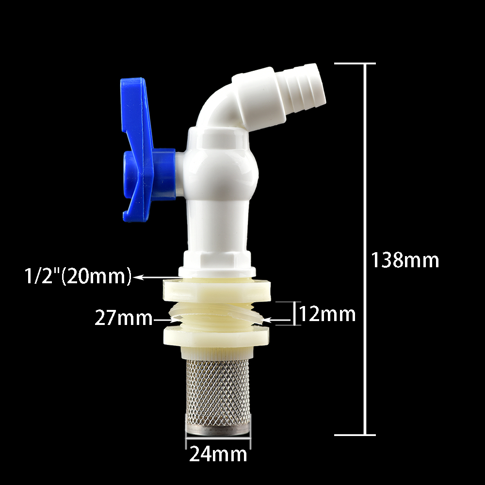 1/2 inch Replacement Barrel Water Butt Tap Rain Barrel Water Tank Plastic Faucet Garden Water Barrel Water Tank Spout Valve: Silver