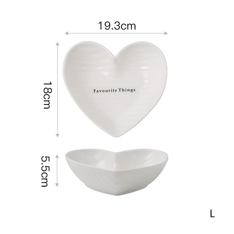 Jo life hjerteform skål valentinsdag romantisk keramisk dessert salat fad køkken ovn bordservice kage mad skål: Hvid l