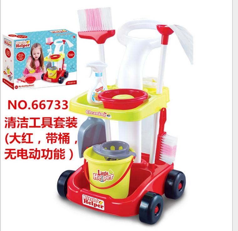 Børns lille hjælper simulering foregive legehus blokke rent kit kost mopping støvsuger sanitær vaskemaskine: 66733