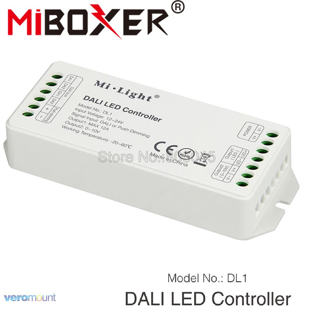 Miboxer DL1 DALI LED Strip Controller Max DC12V-24V 12A DALI Dimming Controller Compatible with 0-10V Signal Output