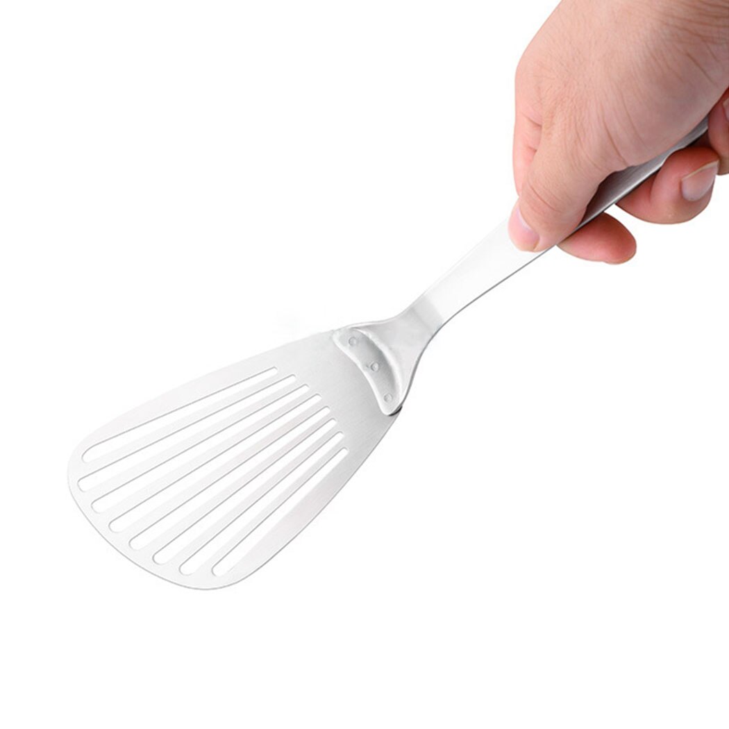 1PC Silver Cooking Spatula Fish Spatula Stainless Steel Slotted Spatula Slotted Turner BBQ Grill Tool Kitchen Accessories