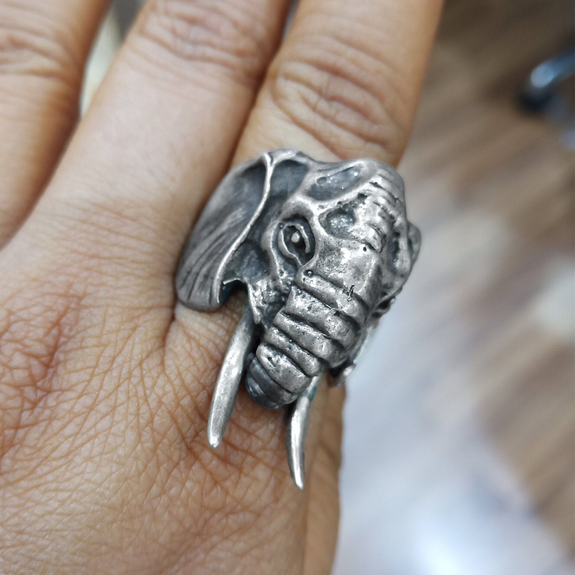 Eyhimd Olifant Hoofd Rvs Animal Ring Mannen Biker Ringen Vintage Tribal Amulet Sieraden