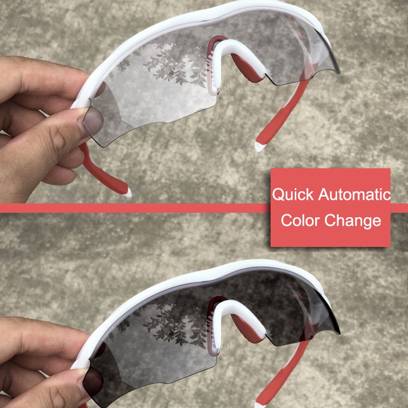 5 unids/set fotocromáticos gafas ciclismo bicicleta gafas hombres mujeres al aire libre deporte MTB gafas de sol gafas de Marco miopía