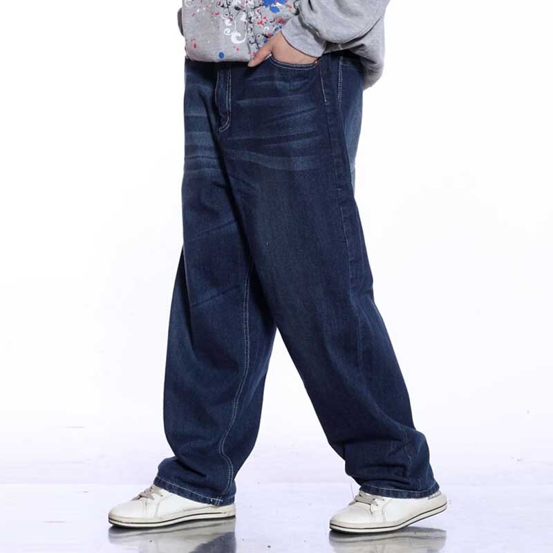 Hip Hop Jeans Men Casual Loose Baggy Harem Jeans Straight Denim Pants Wide Leg Blue Trousers Man Clothes Plus Size Pants