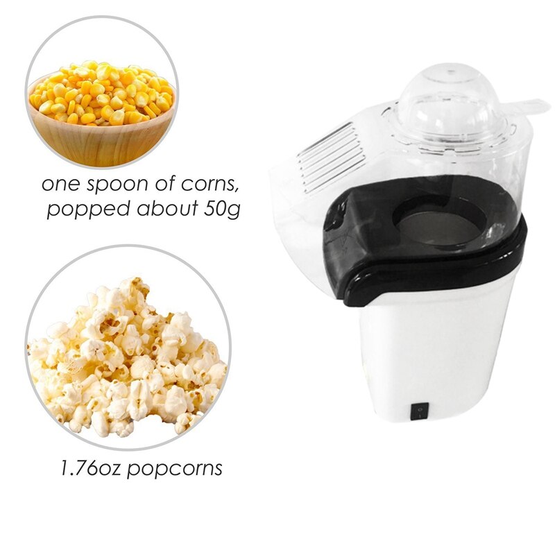 Popcornmaskin luft popcorn popper + popcorn maker med mätkoppen för att mäta popcornkärnor + smält smör - vit (eu pl