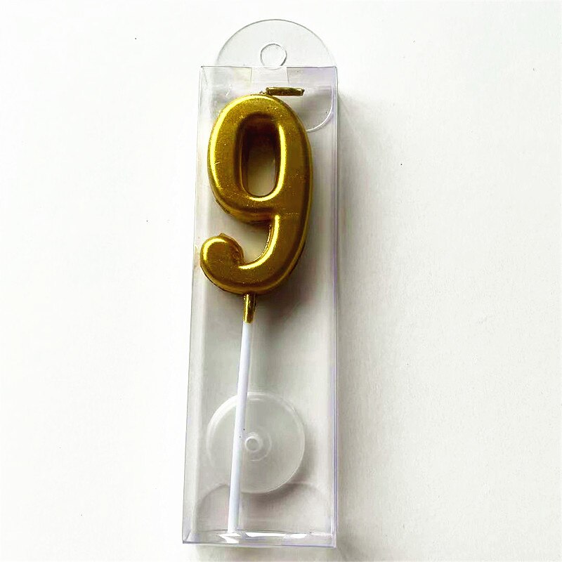 Gold Number 0-9 Happy Birthday Cake Candles Cake Top Decorating Tools Decor Candles DIY Wedding Home Party Decor Number Candle: 9