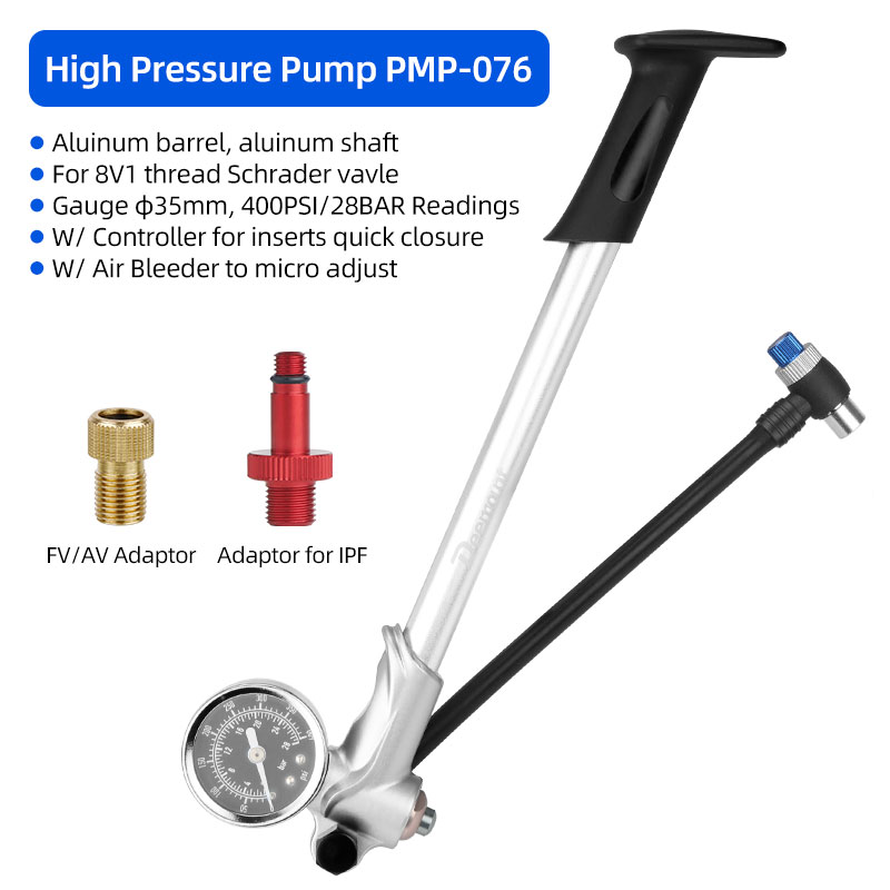 400 psi Hochdruck-Luftpumpe mit Manometer für Vorderradgabel, Stoßdämpfer, MTB, Fahrrad, Presta, Schrader, Ventil, Inflator, drehbarer Schlauch: Gelb