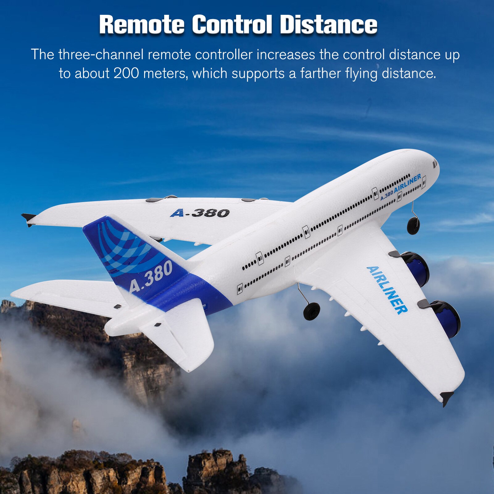 A380 2.4g rc fly flyglider med ledet søkelys 3ch epp fastvinget skum fly fly modell leker låve