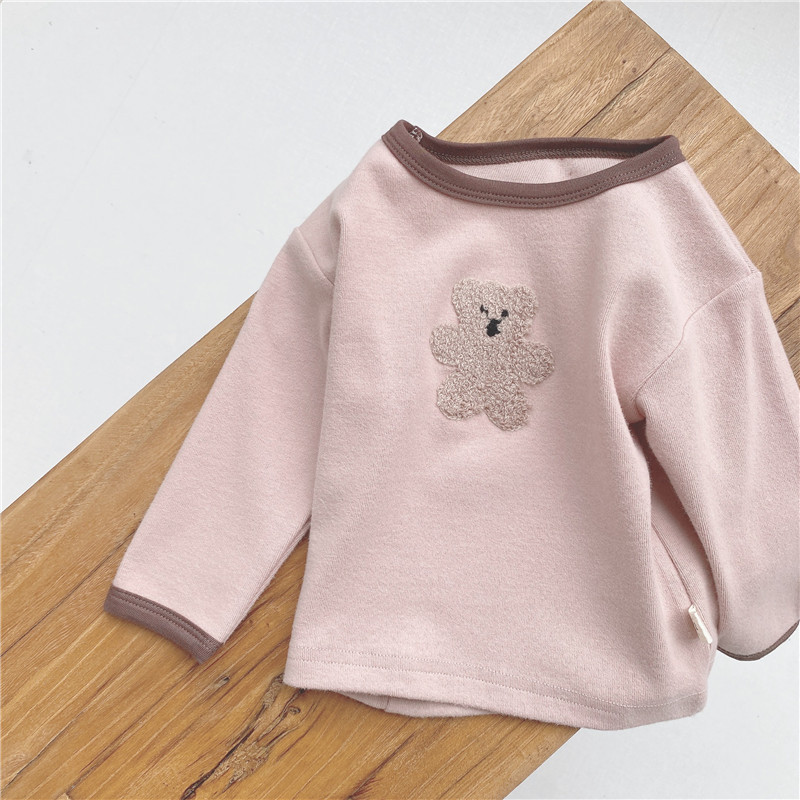 Kinderen Cartoon Beer Overhemd En Najaar Baby Katoenen Shirt Jongens Vallen Kleding Voor Peuter Meisjes Baby Kleding: Skin powder / 24M