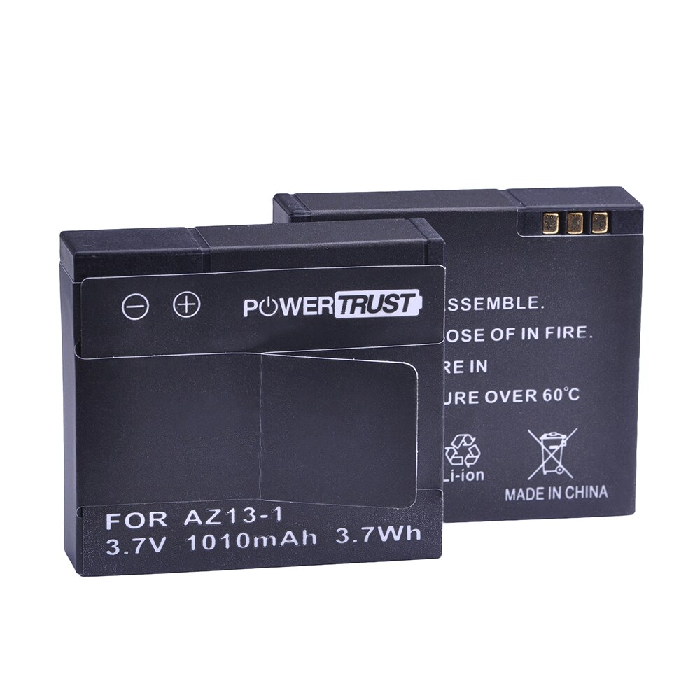 Powertrust 1010 mah  az13-1 az13 oppladbart batteri til xiaomi  yi 1 actionkamera  az13 1 batterier