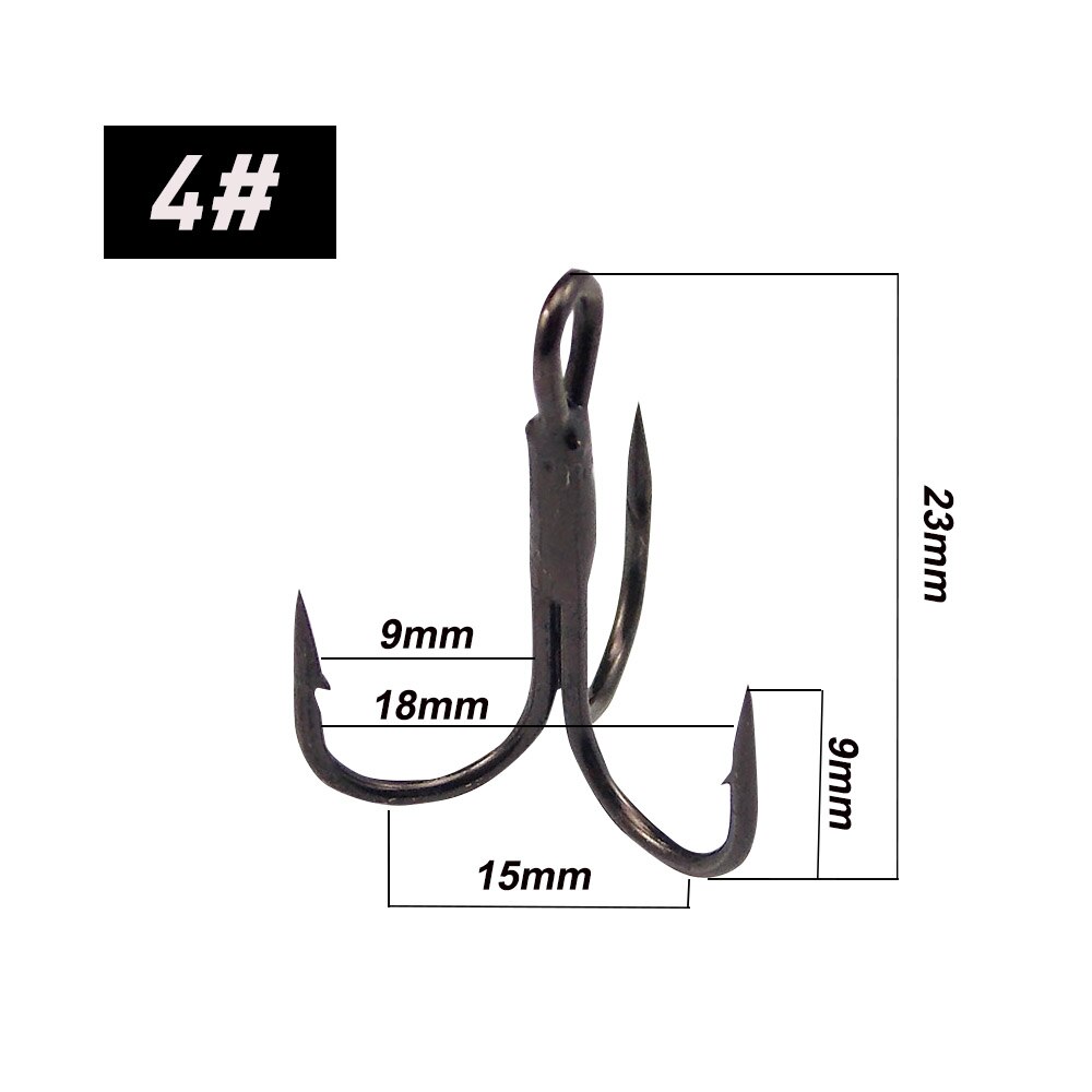 Esfishing 12 stk fiskekrog kulstofstål med modhager superskarpe triple kroge havgrej tilbehør med boks: No 4 12 stk