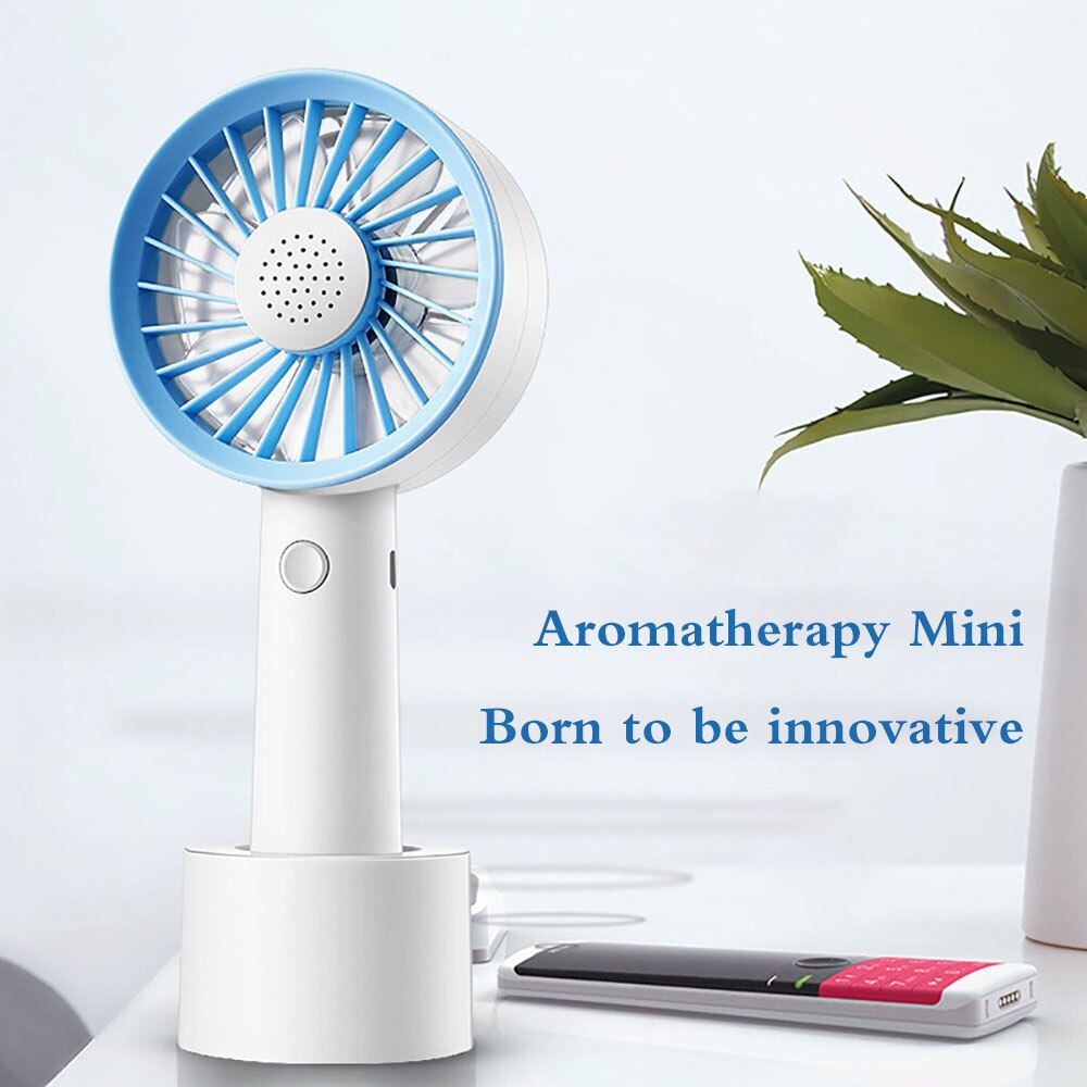 Portable Handheld Fan Aromatic Small Fan Three Modes 2000mah Built-In Battery Detachable Base Mini Cooler USB Rechargeable Fan