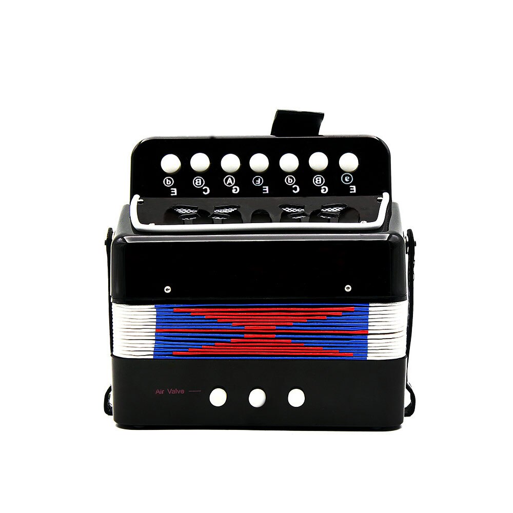 Enfants enfants 7 touches 2 basse Mini petit accordéon éducatif Instrument de musique rythme bande jouet: Black