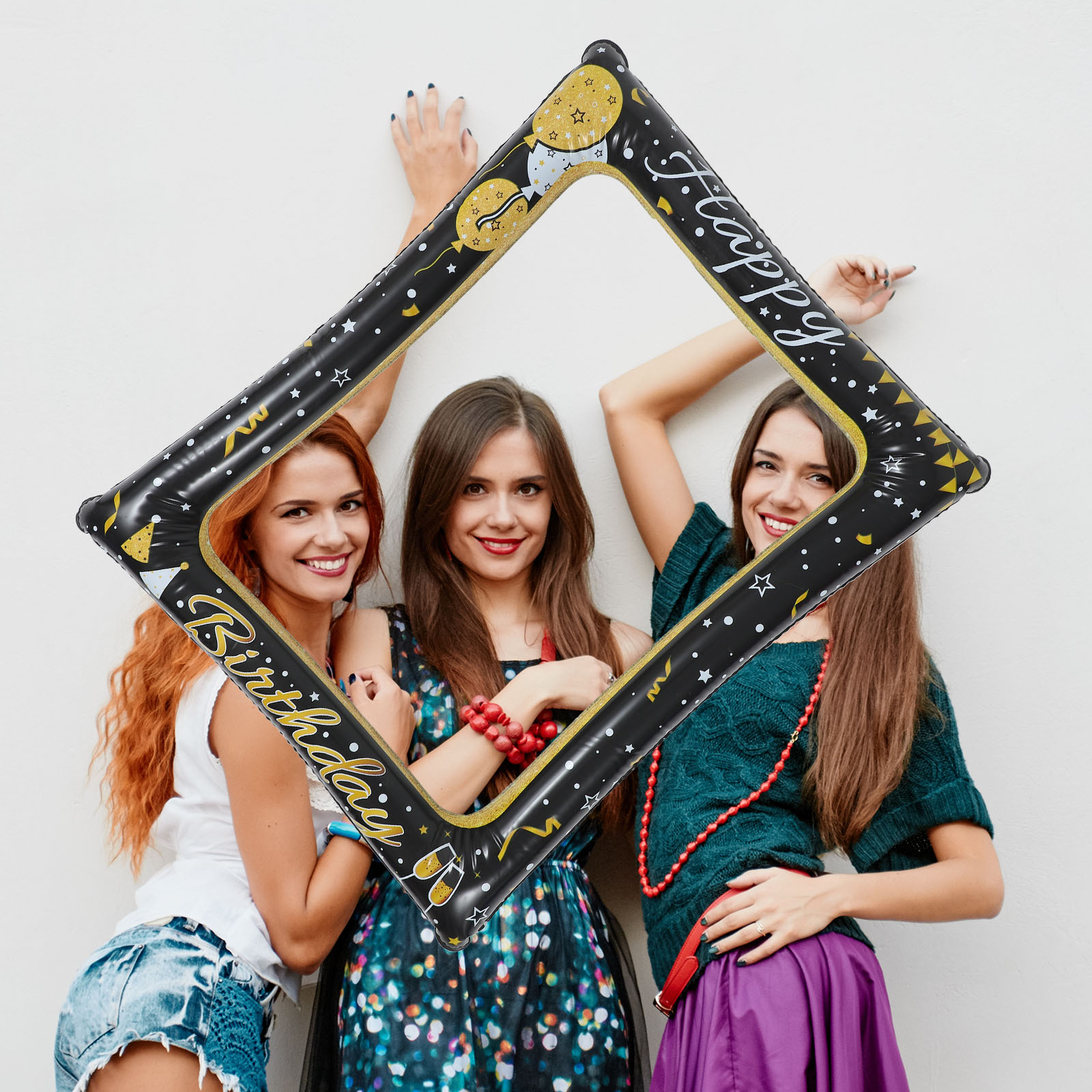 Aufblasbarer Fotorahmen, Geburtstagsdekorationen, Hand-Requisiten, Selfie, Photobooth-Zubehör, Partyzubehör, Bilderrahmen, Event