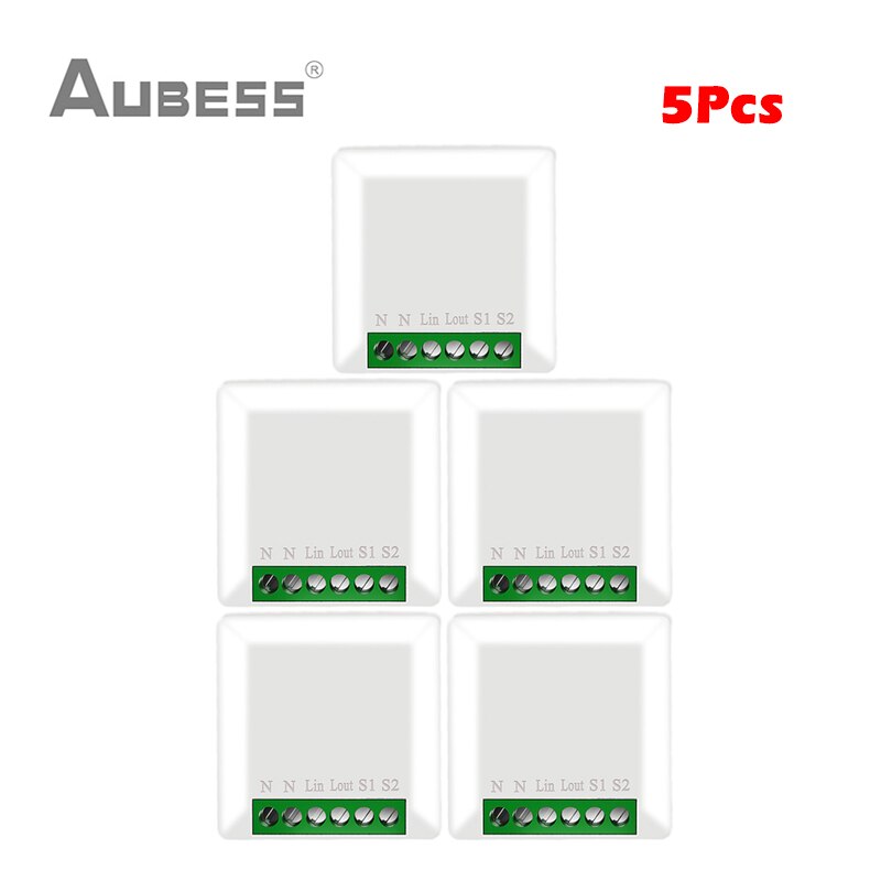 Tuya ZigBee 3.0 Mini Smart Switch Supports 1/2 Way Control Work With Ewelink SmartThings ZigBee2mqtt Hubitat Alexa Google Home: 5Pcs