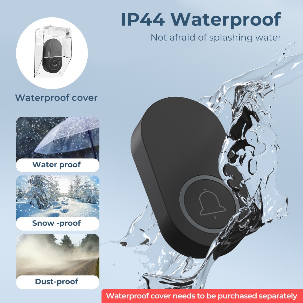 Self Powered Doorbells No Need Battery 120dB 60 Chimes 250M Range EU US UK Plug Waterproof Door Bell For Office,Home