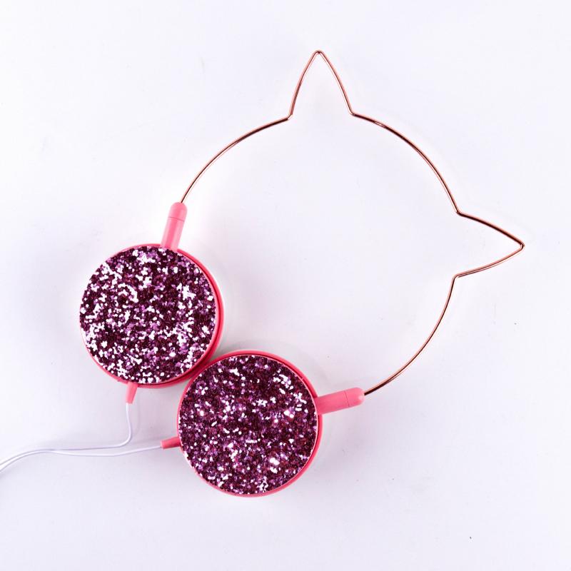 Kids Headphones With Microphone - Cute Bear Ear Wired Headset For Girls, Pink