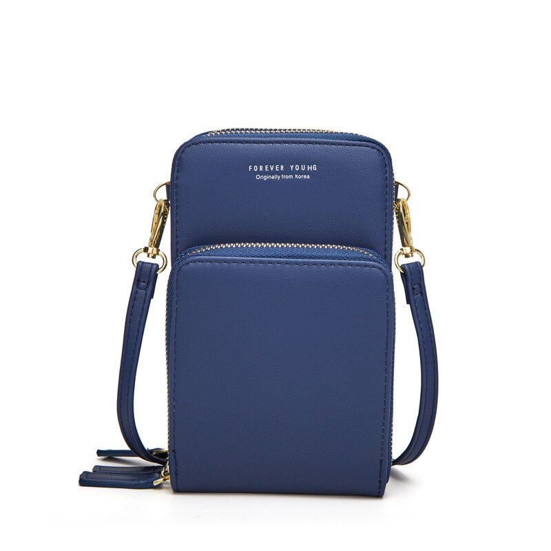 Multi-Function Small Shoulder Bag For Women With Card Cell Phone Pocket Ladies Crossbody Purse Female Messenger Bags: Deep Blue