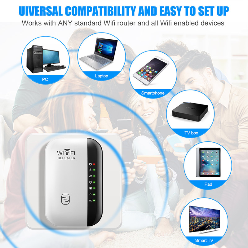 Trådløs wifi-repeater 300 mbps wifi-forlenger forsterker booster ruter 802.11n wps lang rekkevidde 7 statuslamper wifi-repeater for pc