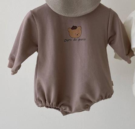 Koodykids nova primavera bebê menina menino bodysuits criança menino macacão do vintage urso impresso macacão outono manga longa roupas 2021: romper 1 / 9 m