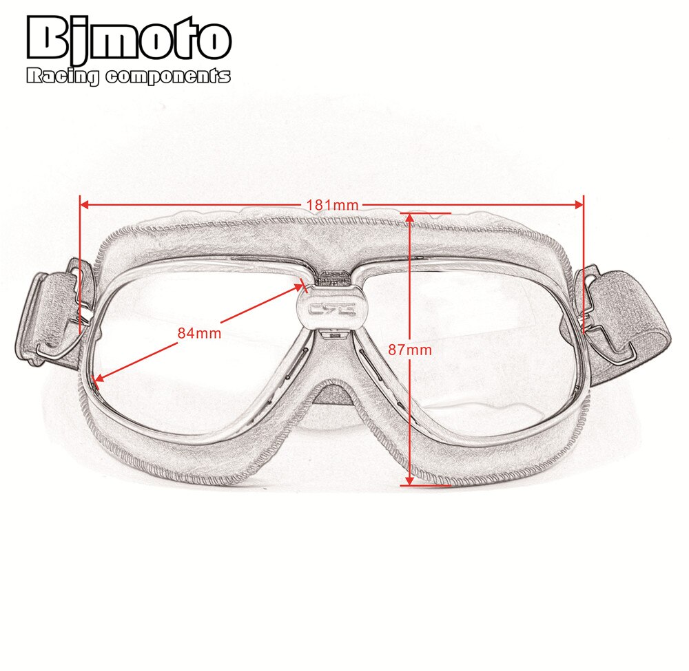 Bjmoto 5 farver motorcykel cruiser scooter biker motorcross retro vintage beskyttelsesbriller briller til sportsbriller