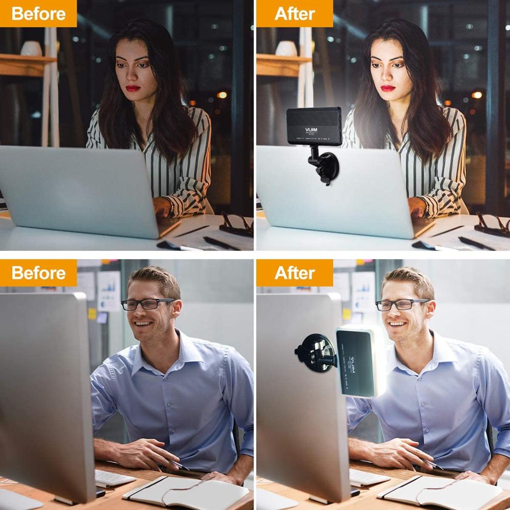 Vijim VL120 3200K-6500K Zoom Led Video Light Verstelbare Draagbare Licht Invullen Vlog Licht Conferentie Verlichting Sucktion kit