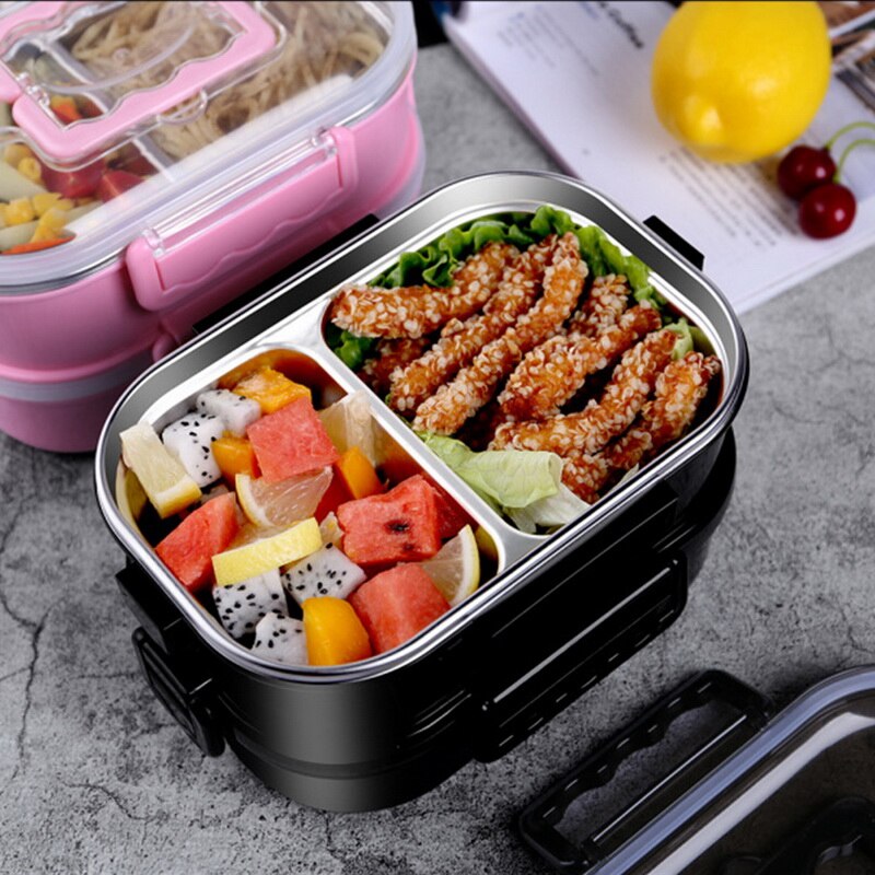 Kids Adult Lunch Box Single/Double Layer Water Injection Heating 304 Stainless Steel Student Bento Box Lunchbox Food Container