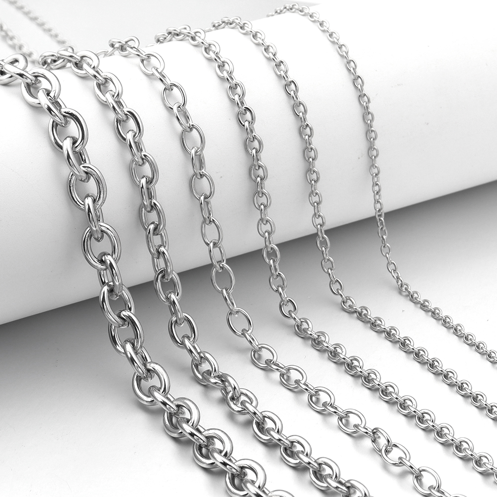 5 yardas/lote 3 4 5 6 8mm cadenas de acero inoxidable DIY collar pulsera O cadena de eslabones cadenas de eslabones a granel para fabricación de joyas al por mayor