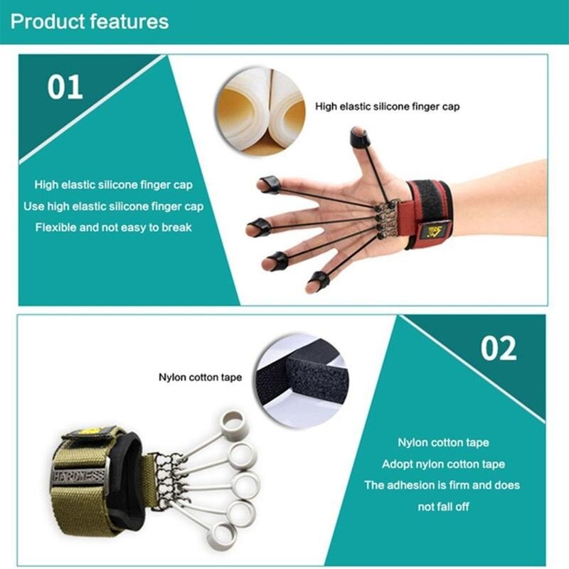 Finger Gripper Strength Trainer Extensor Exerciser Finger Flexion Extension Training Device with Resistance Band Finger Strength