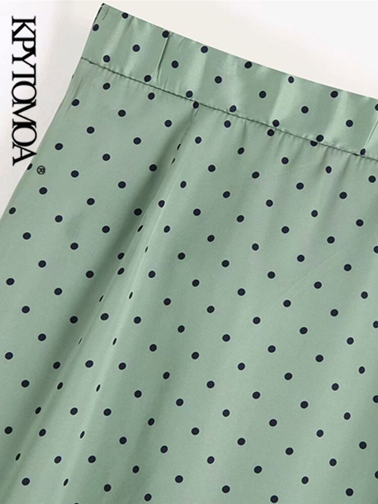 Falda Midi plisada de lunares Vintage para Mujer, , cintura elástica, falda con cremallera lateral, Faldas elegantes para Mujer