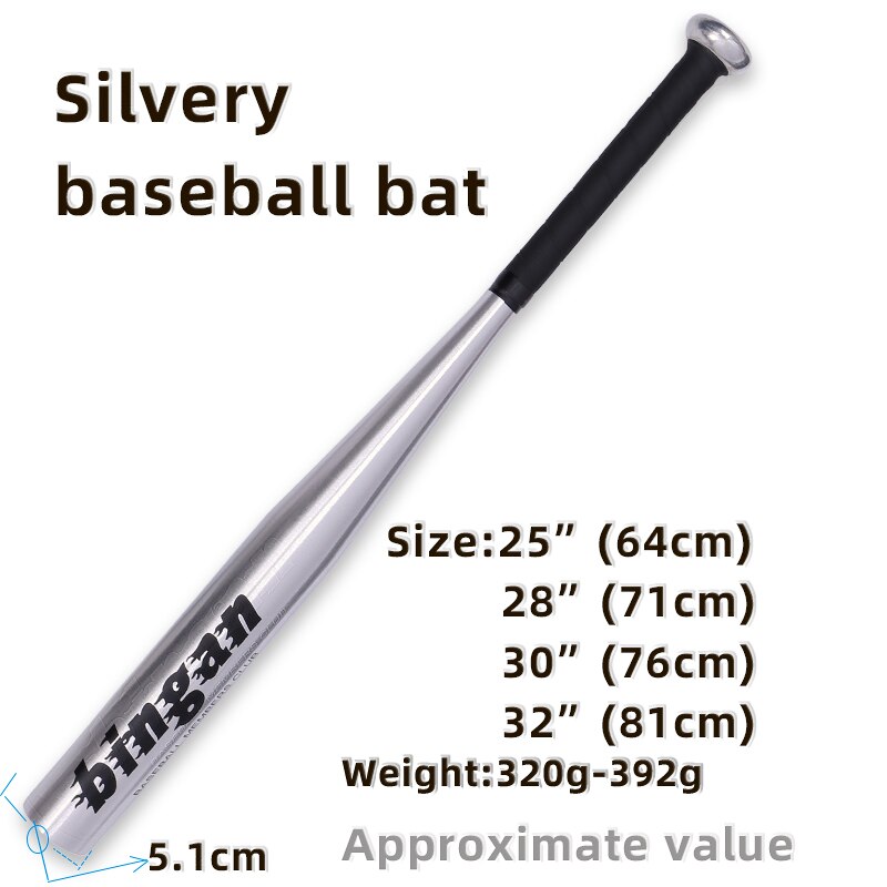 Aluminum Alloy Baseball Bat softball bat 25 inches 64 CM High Strenght Training black red white blue colors Bit Hardball Bats: Silver / 28 inch(70-71cm)