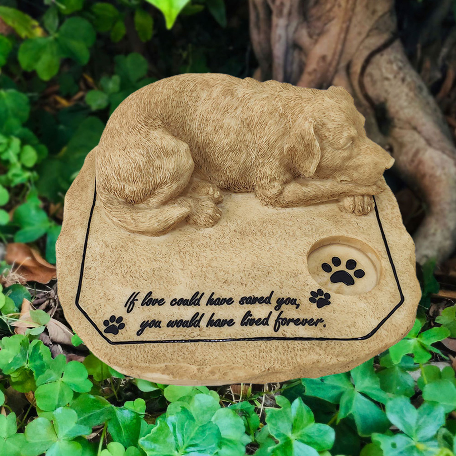 Resin 3D Dog Memorial Stone Pet Grave Marker Garden Backyard Tombstone