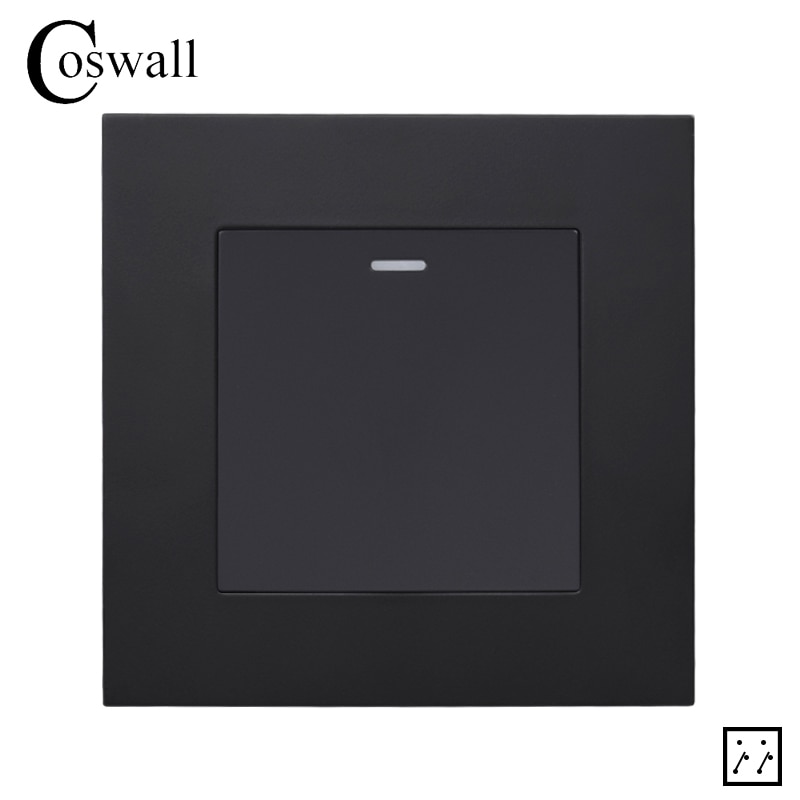 Coswall simpel stil pc-panel 1 gang 3- vejs mellemliggende tænd / sluk-lysafbryder wall rocker crossover switch  ac 12-250v 16a