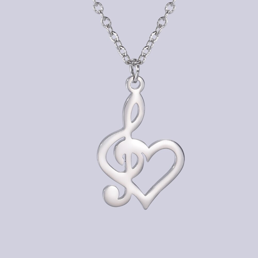 Unift Esthetische Muzieknoot Hart Van Treble Hanger Ketting Vrouwelijke Accessoires Liefde Charmes Rvs Sieraden