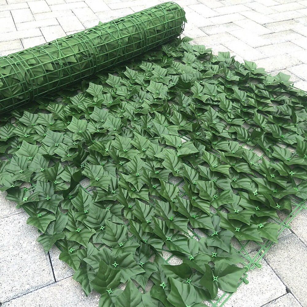 Panel enrollado de hiedra para decoración del hogar, cerca Artificial de hojas verdes con protección UV para balcón, privacidad, jardín, patio trasero, plantas de ratán para pared: A
