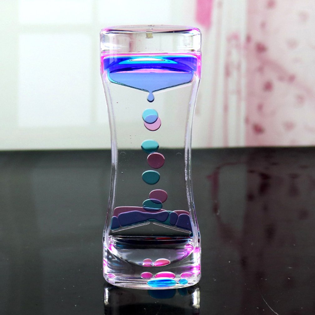 Drip Oil Acrylic Hourglass Desktop Colored Decoration Liquid Motion Bubble Hourglass Liquid Floating Oil Hourglass Toys: Default Title