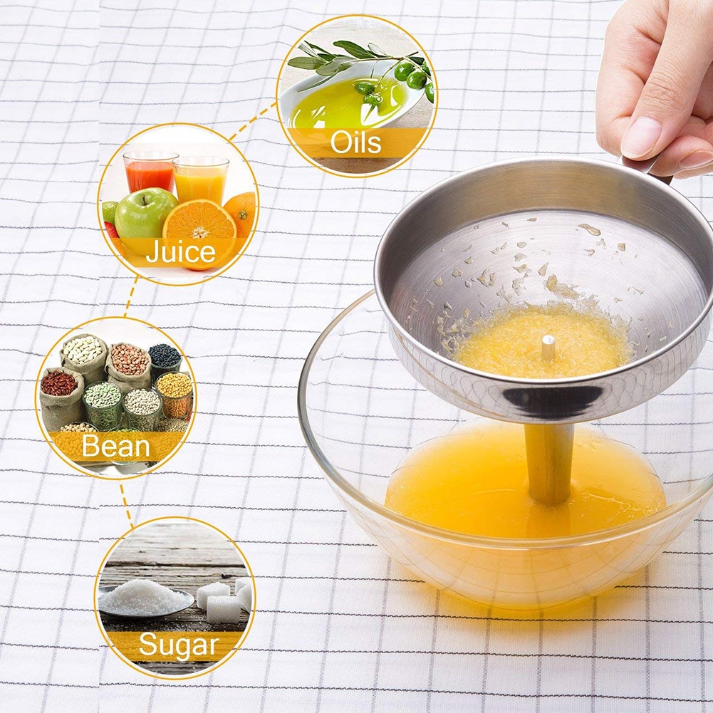 10cm 12cm 14cm Stainless Steel Funnels Wide Mouth Wine Oil Honey Funnel Detachable Strainer Kitchen Wine Liquids Filter Tools