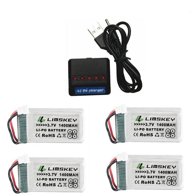 For SYMA X5 X5S X5C X5SC X5SH X5SW X5UW X5UC M18 H5P H11D H11C T64 T04 T05 F28 F29 T56 T57 1400mAh 3.7v lipo Battery charger set: Orange