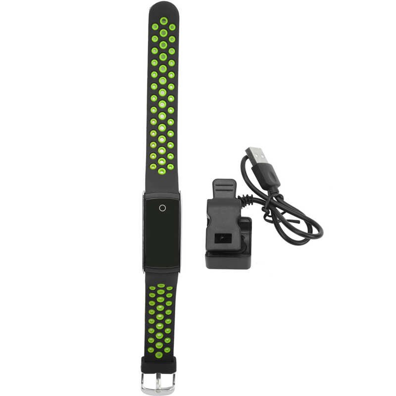 Exercise Bracelet Step Count Sports Watch Waterproof Wireless Headphones for Athlete Male and Female: Black green