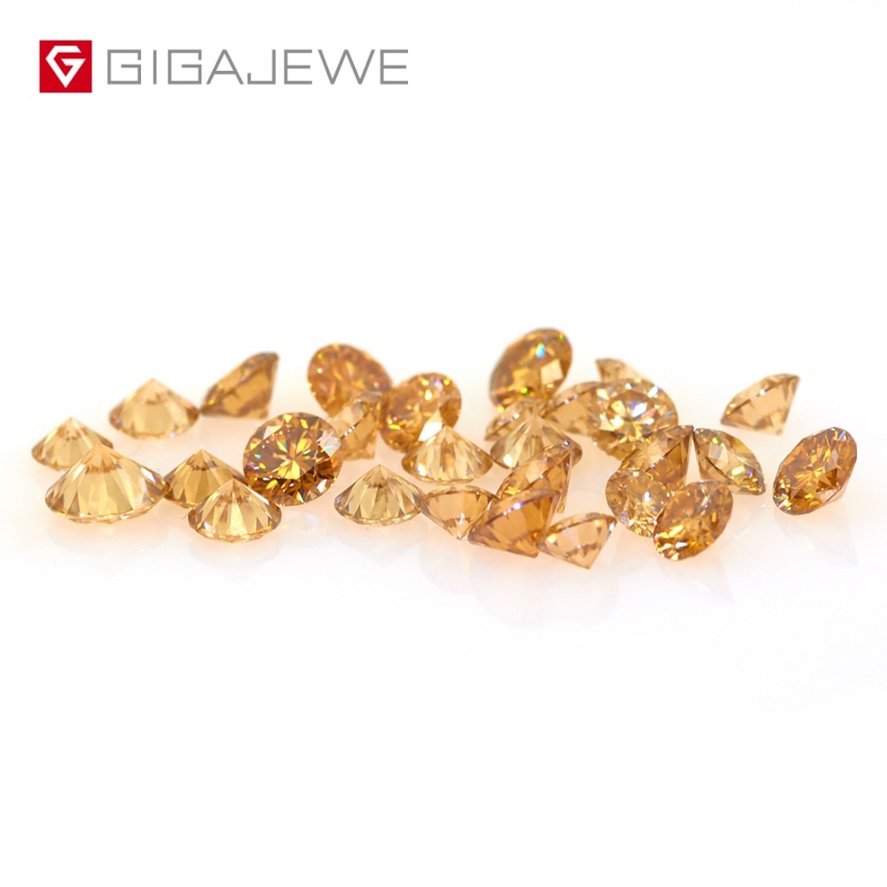 GIGAJEWE Moissanite Golden Color VVS1 Round Cut laboratory Diamond Gem Loose Stone Charms For DIY Jewelry Making Girlfriend