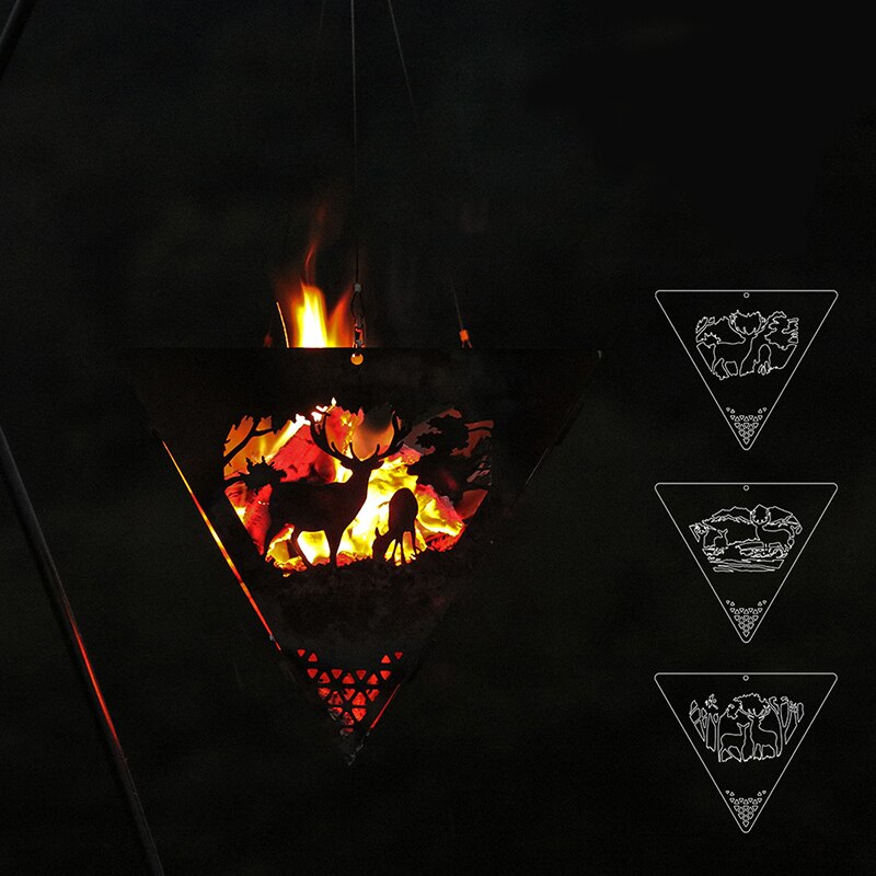 Acier inoxydable Triangle Camping poêle à bois Triangle suspendu foyer plate-forme extérieur feu de joie poêle à bois pour pique-nique en plein air feu accessoires de jardin outils de chauffage extérieur