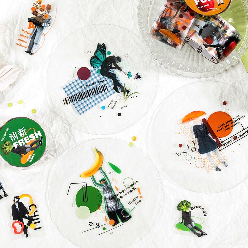 6 Stks/partij Prachtige Collage Tijdschrift Serie Leuke Verse Decoratieve Pet Tape