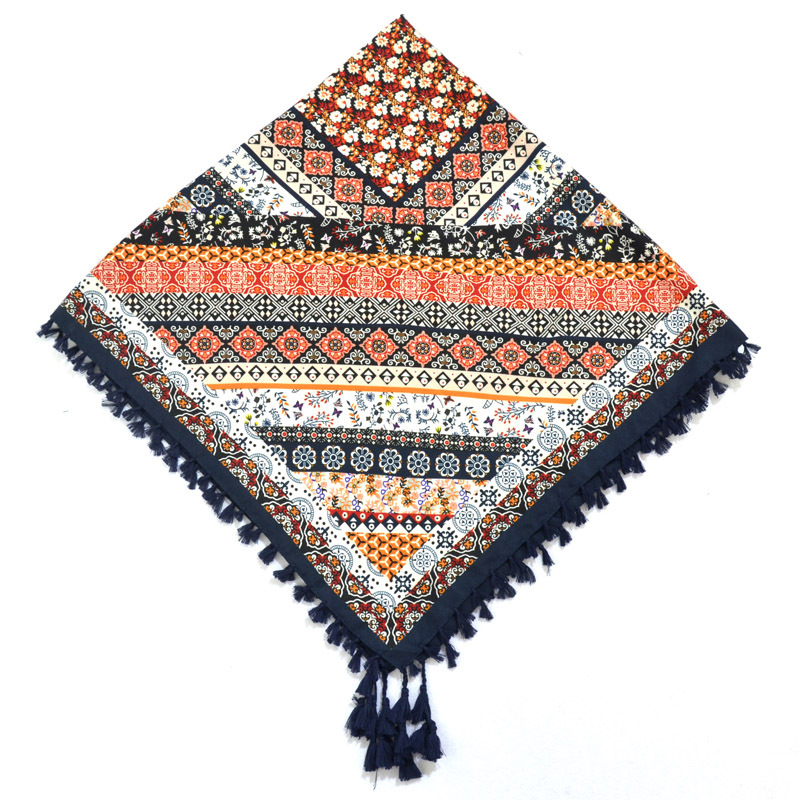 Boheemi huivi naisten talvikääre retrokuvioinen tupsukuvioinen naisten huivi iso neliöhuivi 115cm puuvillaista foulard-kukkakuvioista nenäliinaa