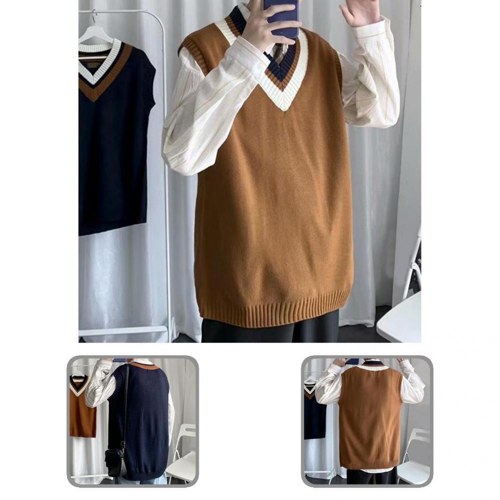 Chaleco de punto de estilo pijo, suéter de gran tamaño con cuello en V para la escuela, fabuloso, Primavera