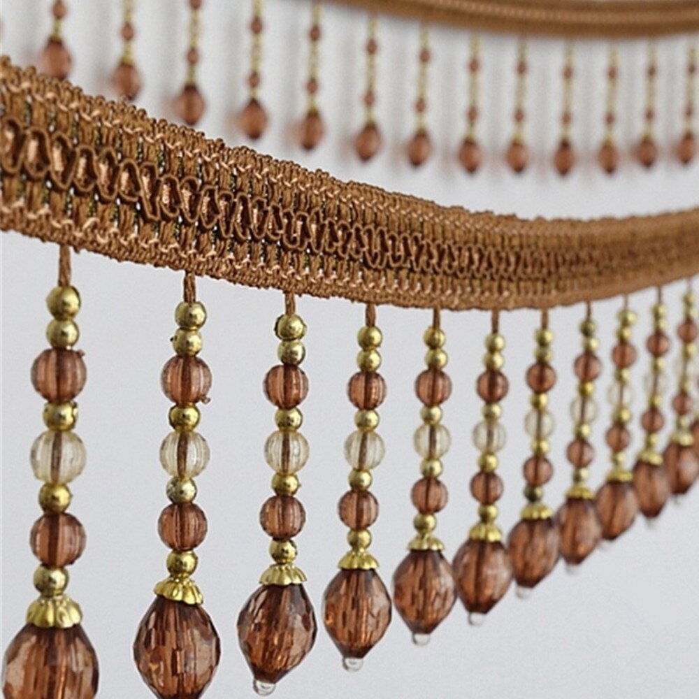12 meter bradede hængende perler kvast frynser trimmer applikeret stof bånd tape bånd gardin bord bryllup dekoreret  t2583