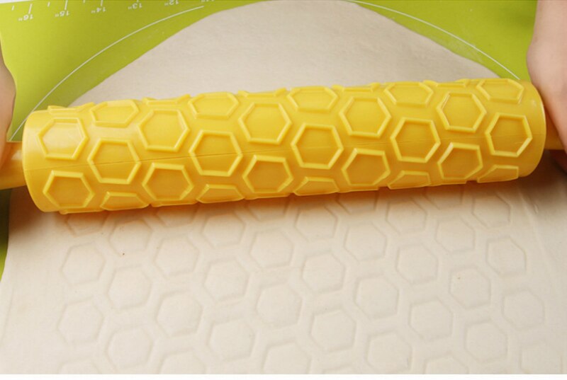 1 Pcs Pastic Non-stick Fondant Rolling Pin Embossing Cake Deeg Roller Decorating Cake Roller Ambachten Diy Bakken Keuken gereedschap: 13