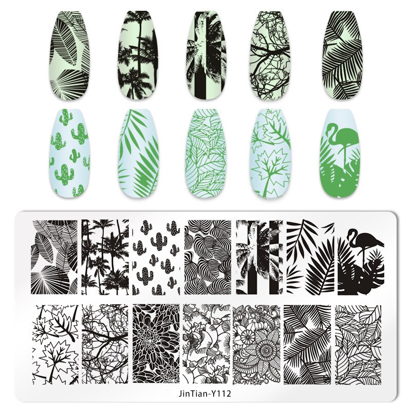 Kant Patroon Nail Art Stempelen Platen Hawaiian Style Eenvoudige Stempelen Platen Bloem Blad Nagels Printing Templates: JinTian-Y112