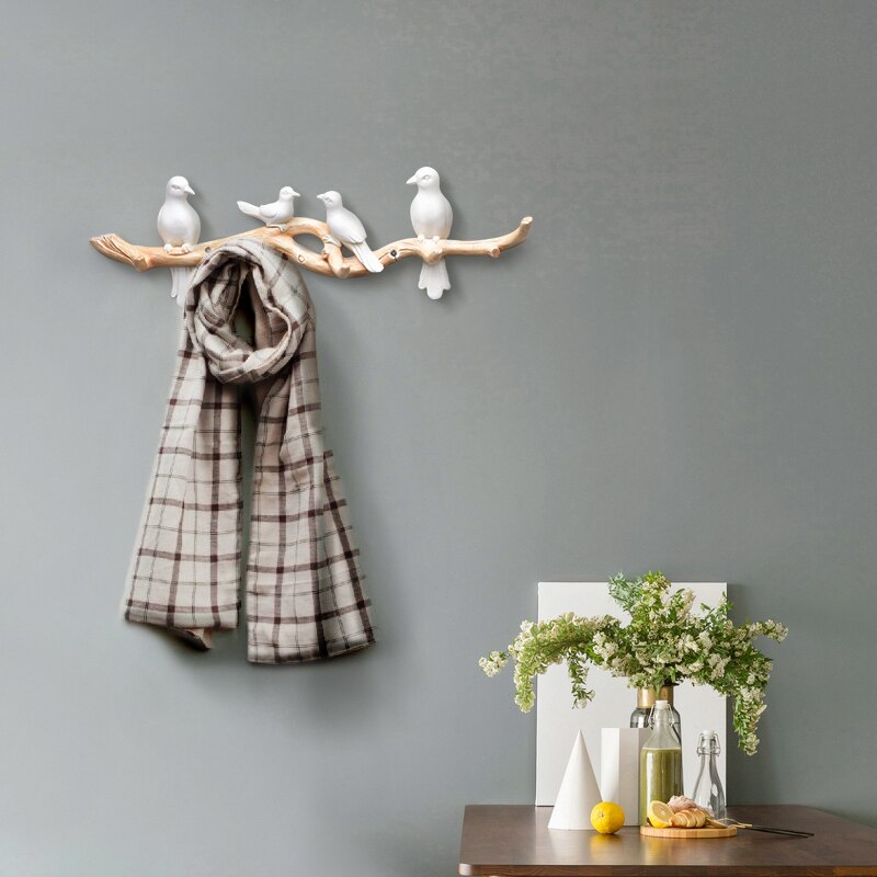 Scandinavische wandhanger, kledingrek van kunsthars, vogelhaak, knutseldecoratie, sleutelhanger, veranda-muurhaak , 3d stereo-muurstickers, muurschilderingen