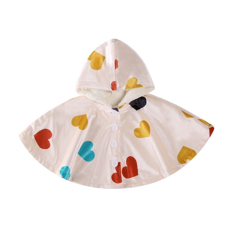 0-24M Leuke Pasgeboren Baby Meisje Hart Print Warm Hooded Mantel Uitloper Warme Baby Kleding