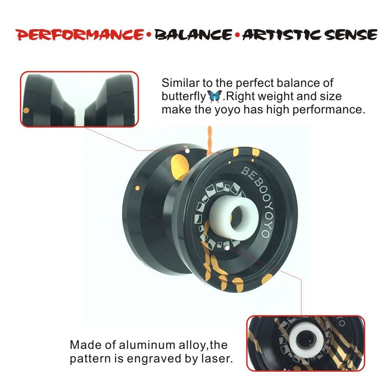 BEBOOYOYO Metal Yoyo Set de yoyos Yo + guante N12 Yoyo Metal Yoyo juguetes clásicos